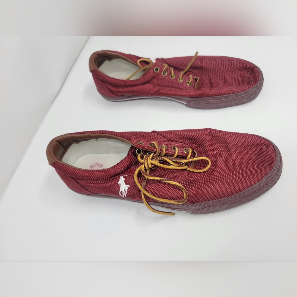 POLO RALPH LAUREN Vaughn Red Canvas & Leather Men’s 11 1/2 D Sneakers Shoes